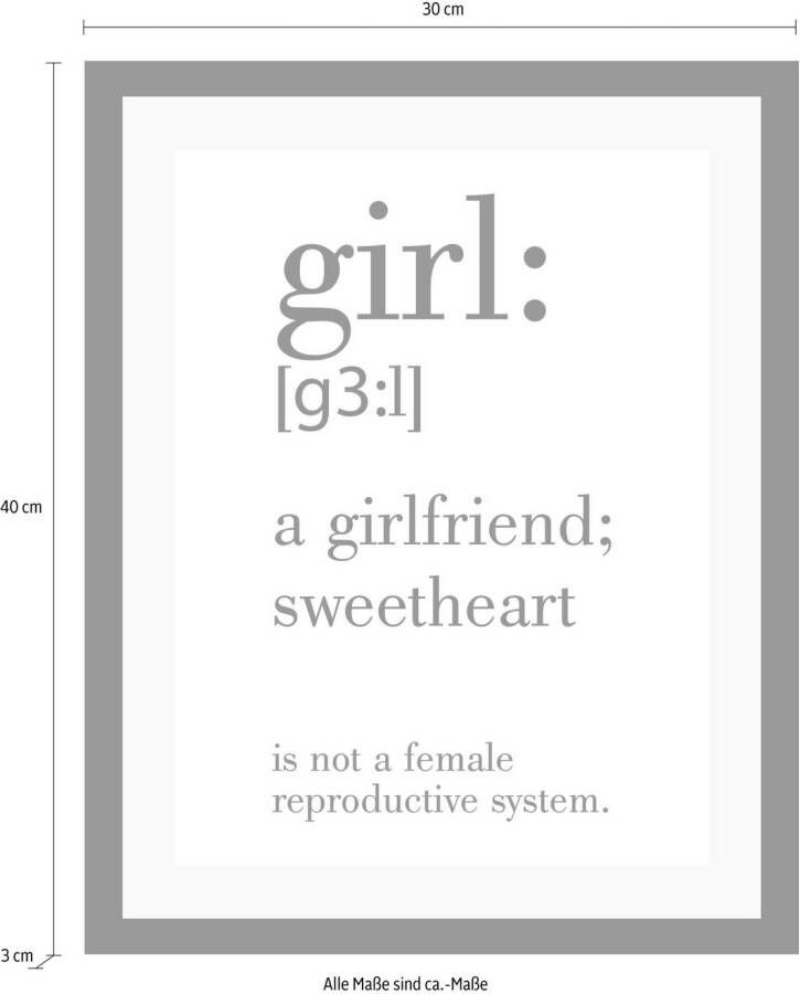 queence Wanddecoratie Girl HD premium posterdruk incl. houten lijst