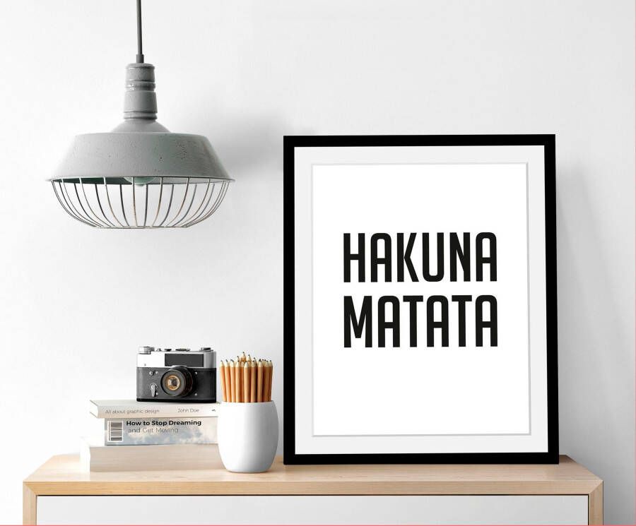 queence Wanddecoratie Hakuna Matata in 3 maten ingelijst