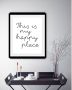 Queence Wanddecoratie HAPPY PLACE HD premium posterdruk incl. houten lijst - Thumbnail 2