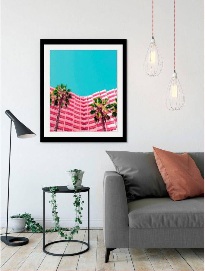 queence Wanddecoratie Miami HD premium posterdruk incl. houten lijst