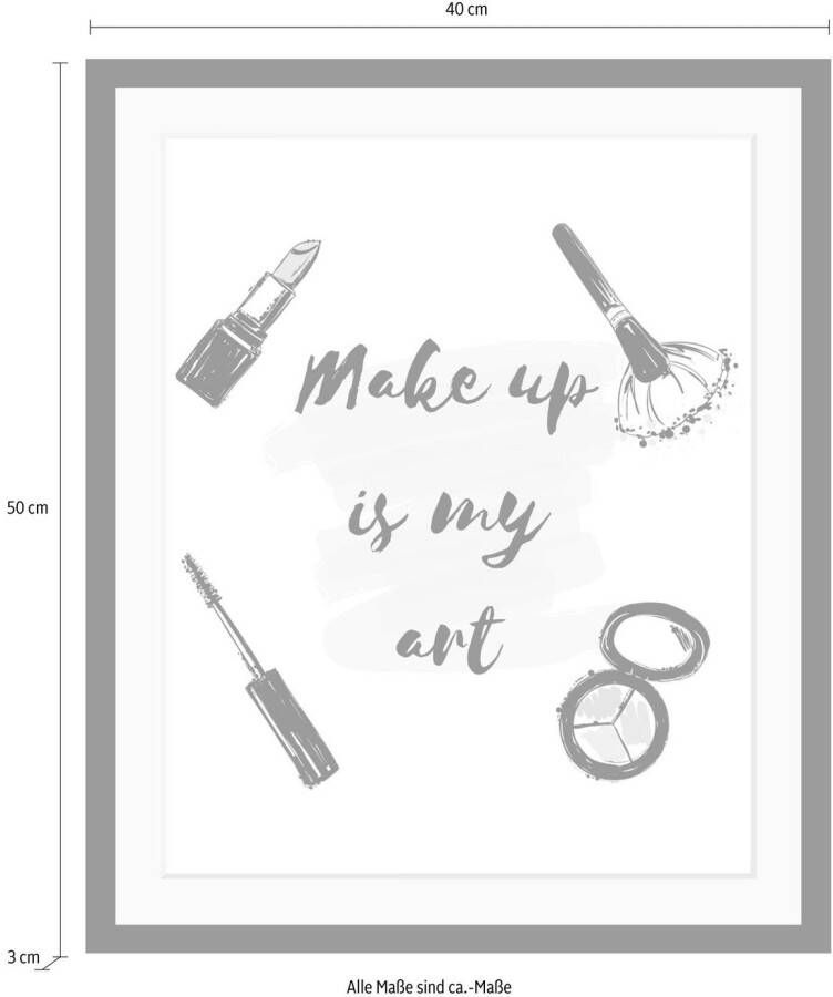 queence Wanddecoratie Make up HD premium posterdruk incl. houten lijst