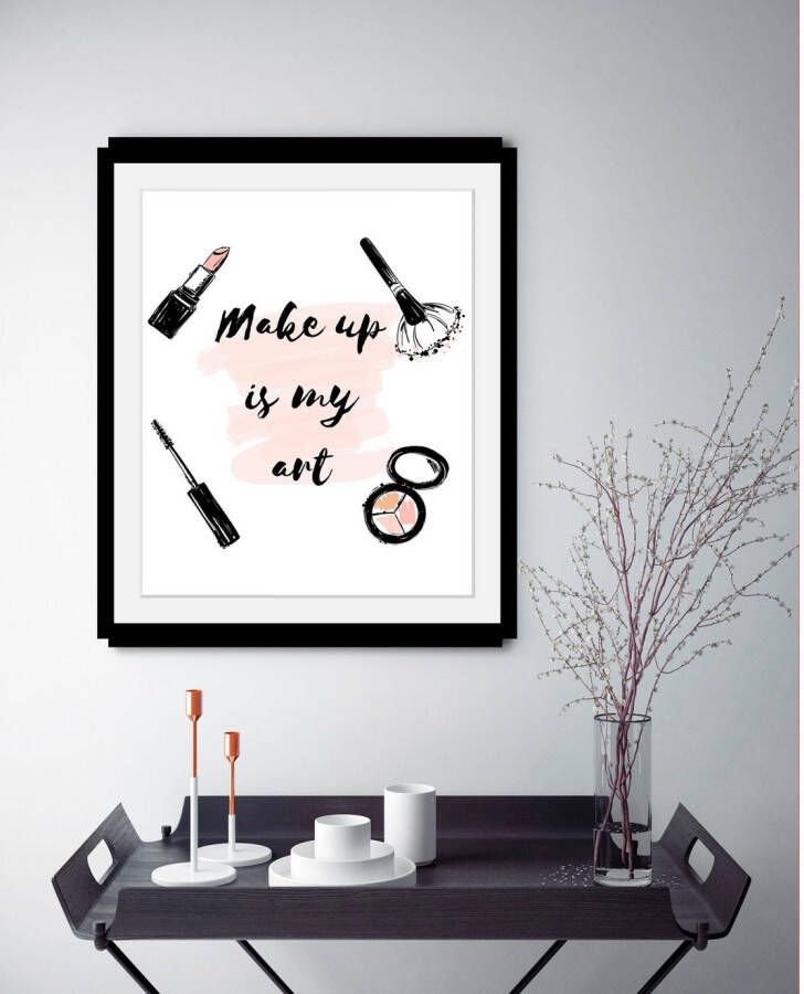 queence Wanddecoratie Make up HD premium posterdruk incl. houten lijst