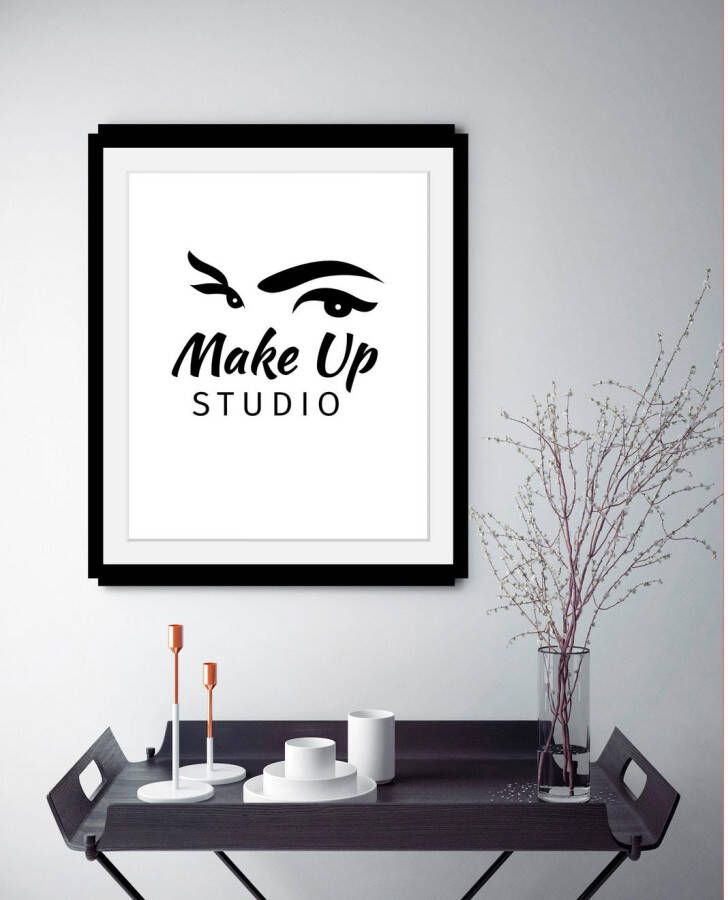 queence Wanddecoratie Make up Studio HD premium posterdruk incl. houten lijst