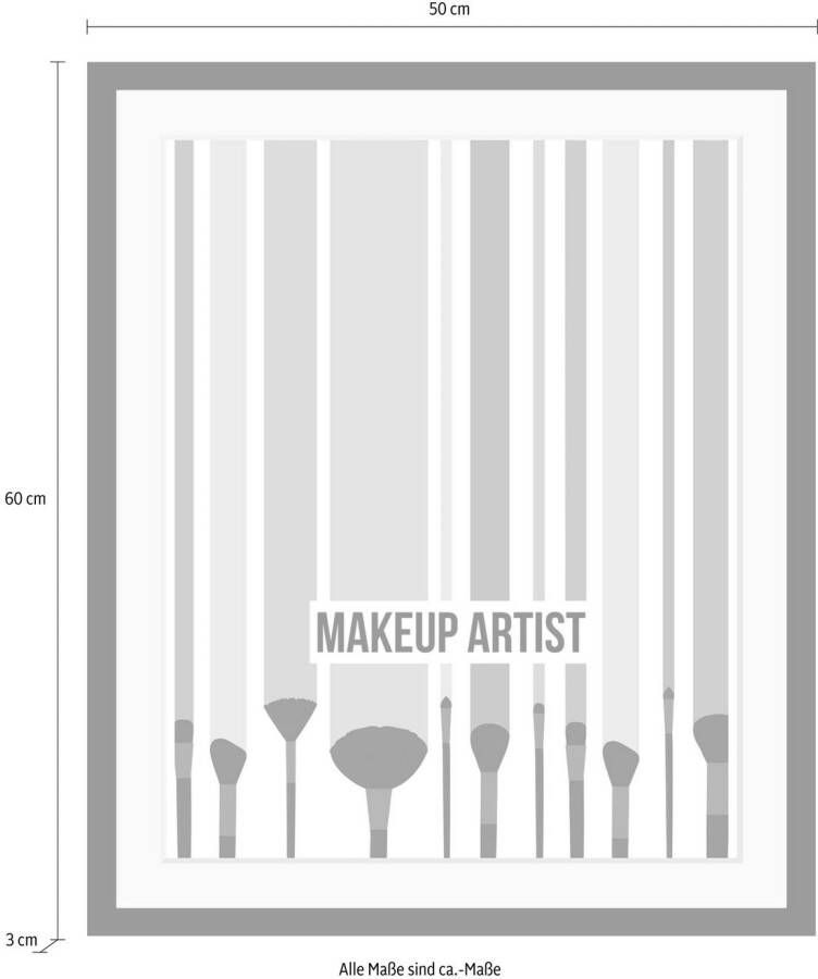 queence Wanddecoratie Makeup Artist HD premium posterdruk incl. houten lijst