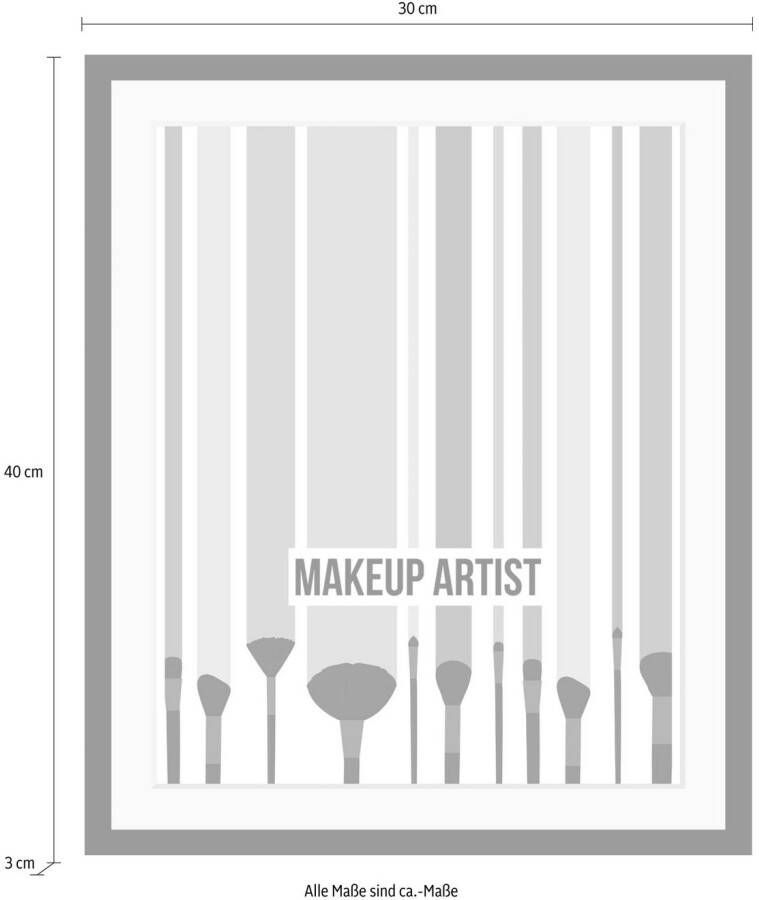 queence Wanddecoratie Makeup Artist HD premium posterdruk incl. houten lijst