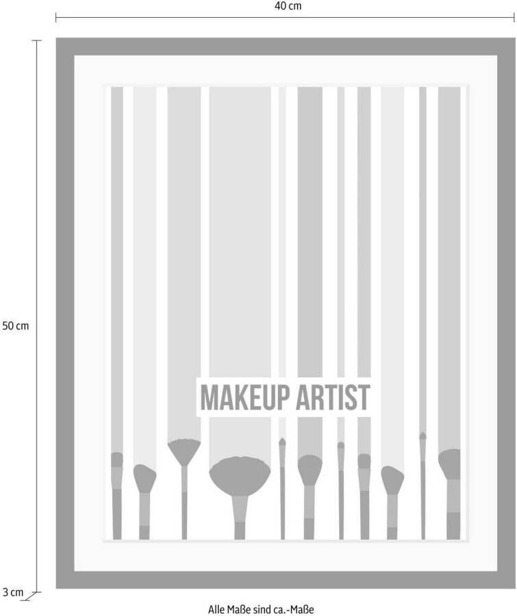 queence Wanddecoratie Makeup Artist HD premium posterdruk incl. houten lijst