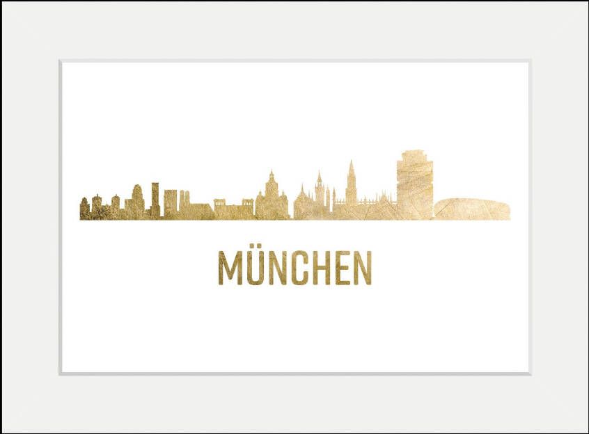queence Wanddecoratie München Skyline goud (1 stuk)