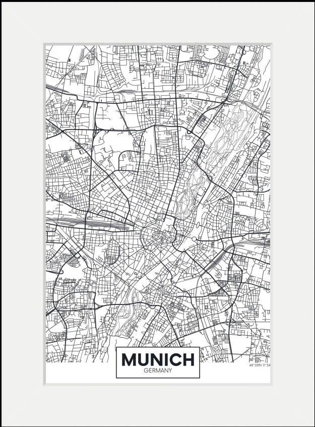 queence Wanddecoratie Munich stadskaart (1 stuk)