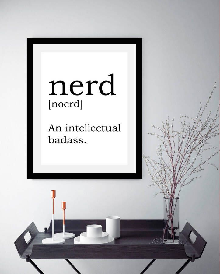 queence Wanddecoratie Nerd in 3 maten ingelijst