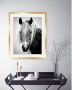 Queence Wanddecoratie Paardenkop HD premium posterdruk incl. houten lijst in zwart - Thumbnail 2