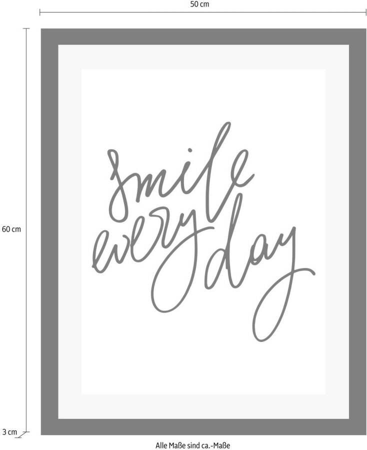 queence Wanddecoratie Smile HD premium posterdruk incl. houten lijst