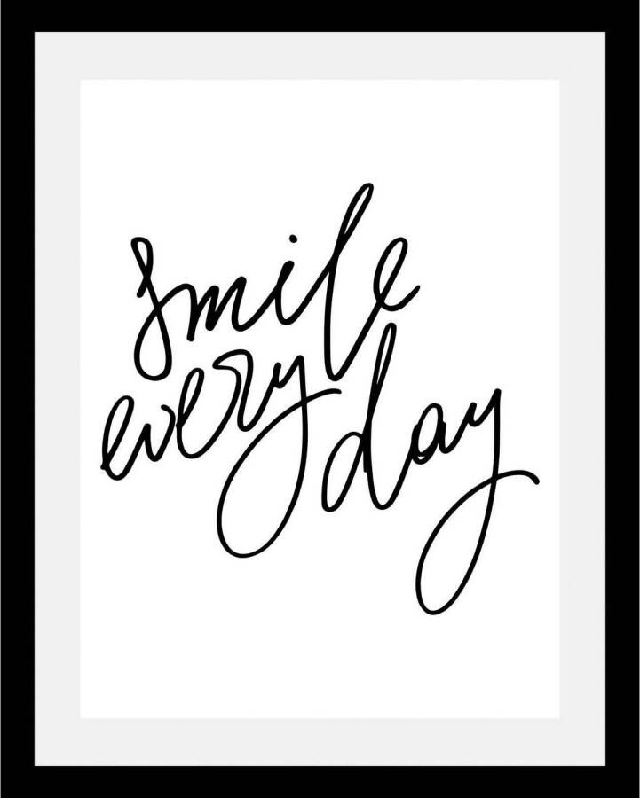 queence Wanddecoratie Smile HD premium posterdruk incl. houten lijst