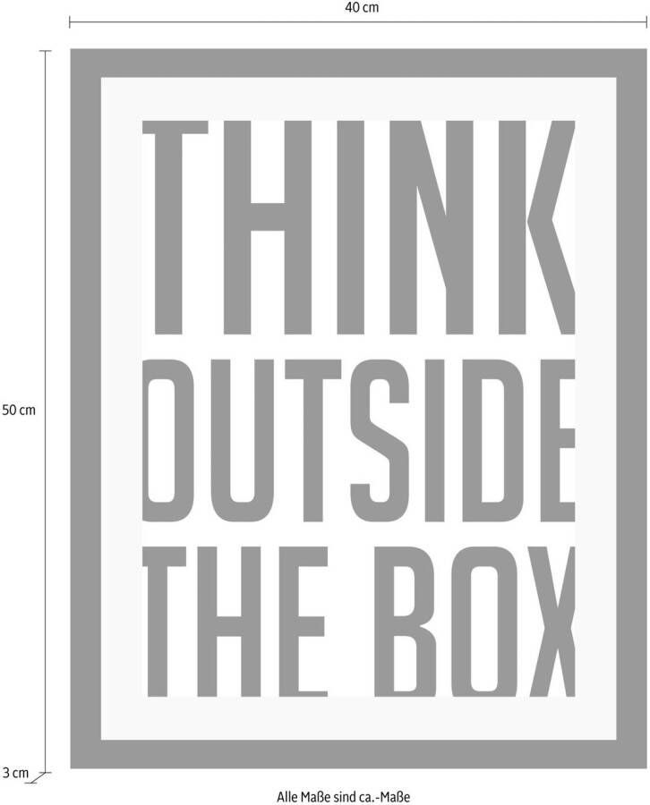 queence Wanddecoratie Think outside HD premium posterdruk incl. houten lijst