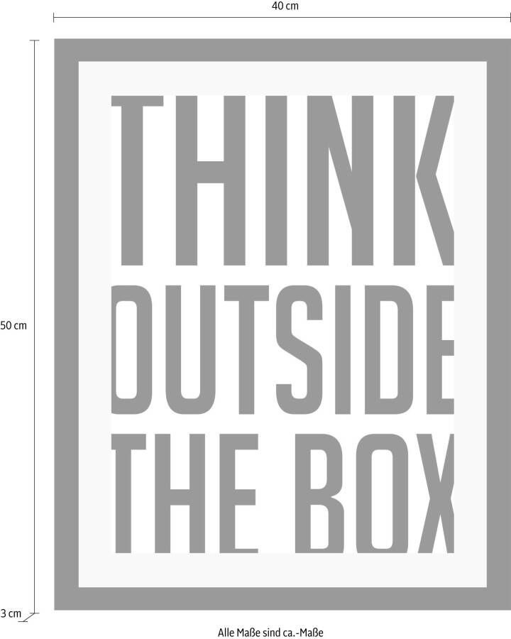 queence Wanddecoratie Think outside in 3 maten ingelijst