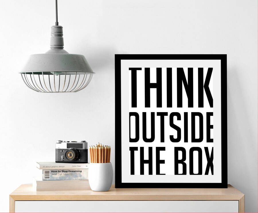 queence Wanddecoratie Think outside in 3 maten ingelijst