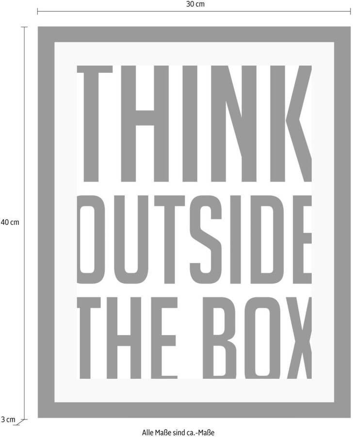 queence Wanddecoratie Think outside HD premium posterdruk incl. houten lijst