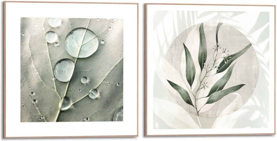Reinders! Artprint Dauwdruppel botanisch blaadjes abstract natuur (2-delig)