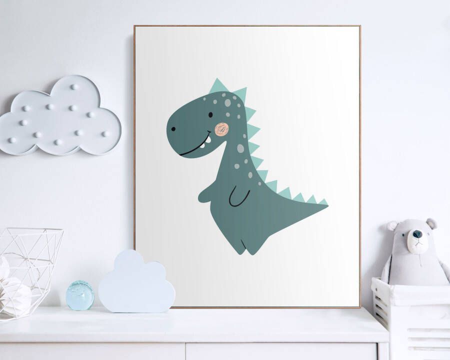 Reinders! Artprint met lijst Dino kids grey