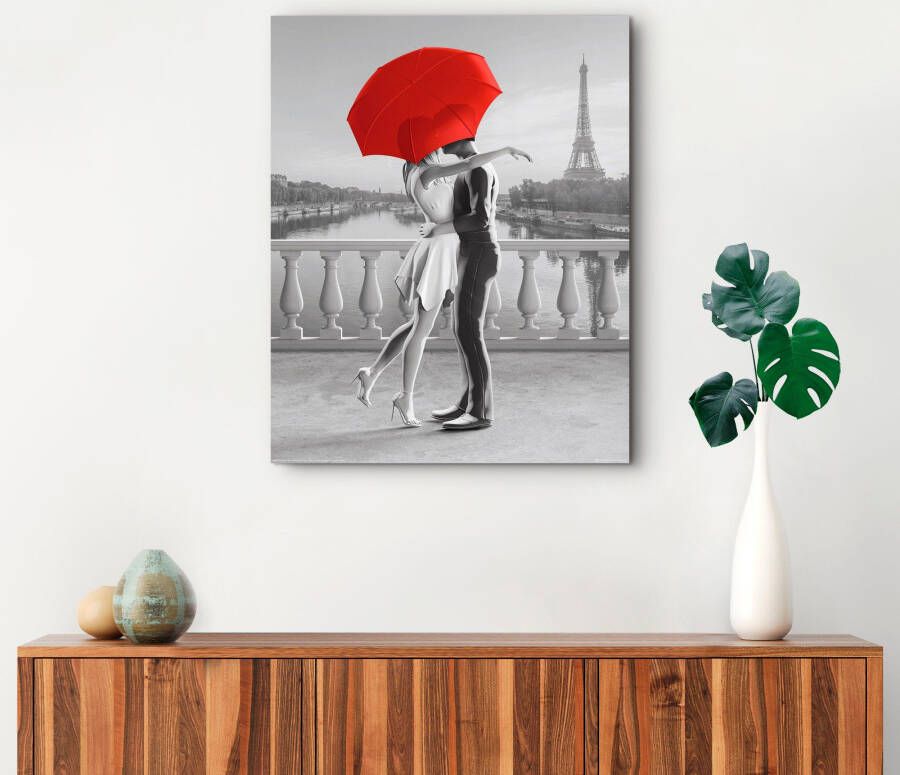 Reinders! Artprint op hout Romance in Parijs