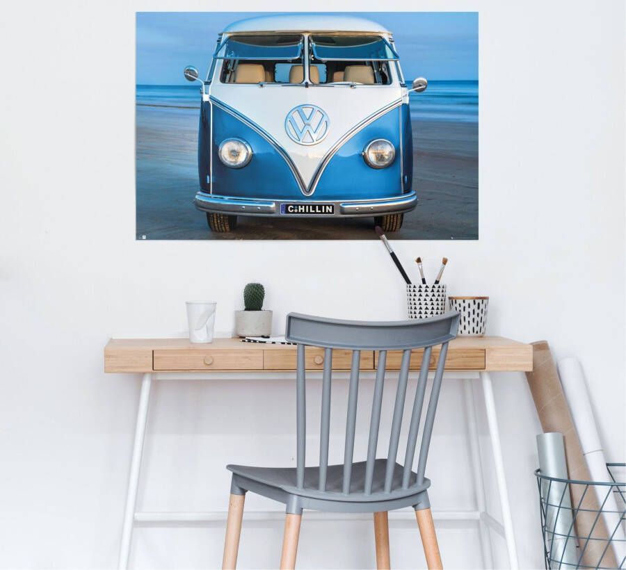 Reinders! Poster Volkswagen Bulli blauw Brendan Ray