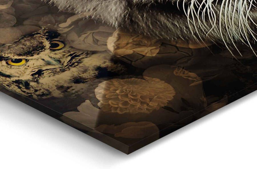 Reinders! Print op glas Artprint op glas tijger dierenrijk bloemen herfstkleuren blauwe ogen