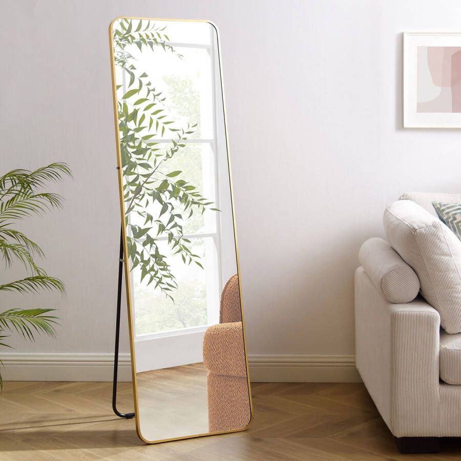 SalesFever Staande spiegel met gouden frame (1 stuk)