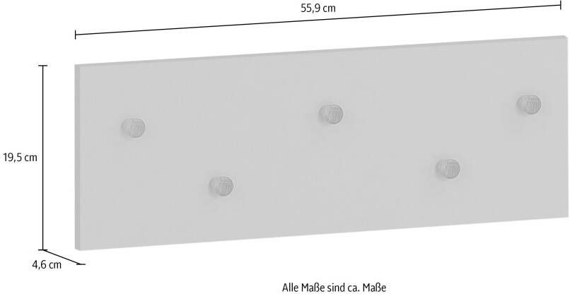 Schildmeyer Kapstok Bjarne breedte 55 cm Haken van massief hout horizontaal en verticaal te monteren