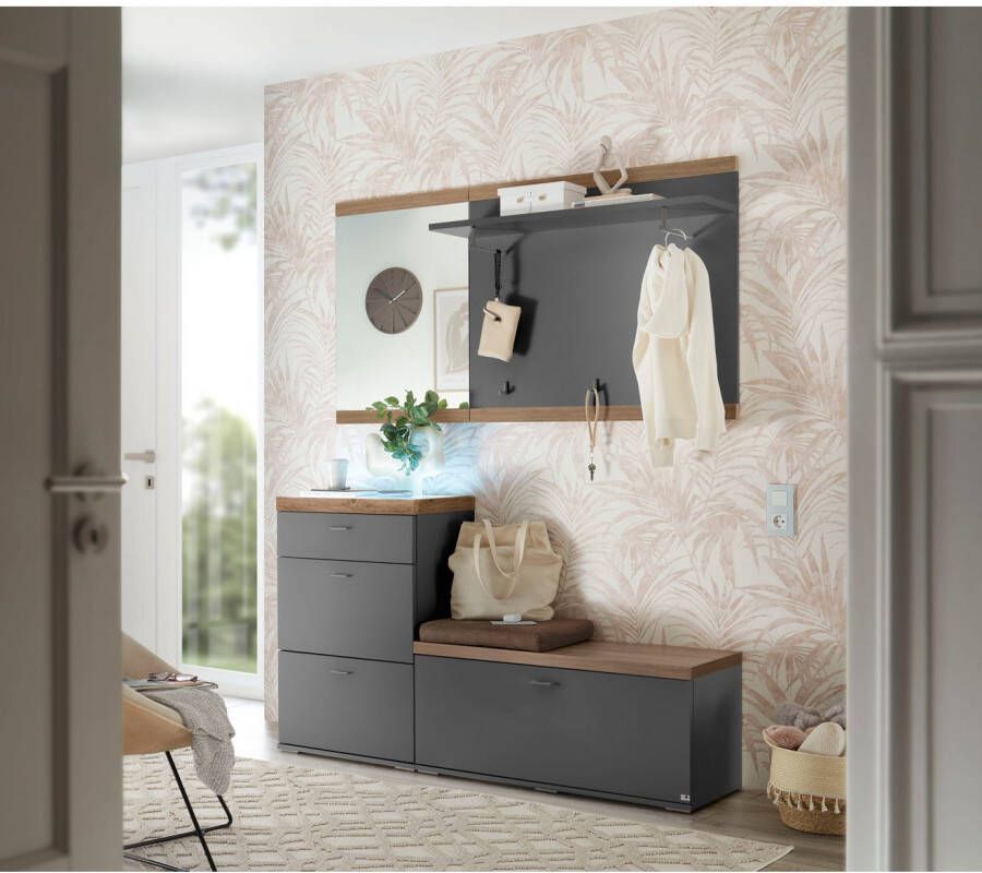 set one by Musterring Garderobespiegel Lancaster Dielen met houten inzet twee kleuren b 60 x h 83 cm (1 stuk)
