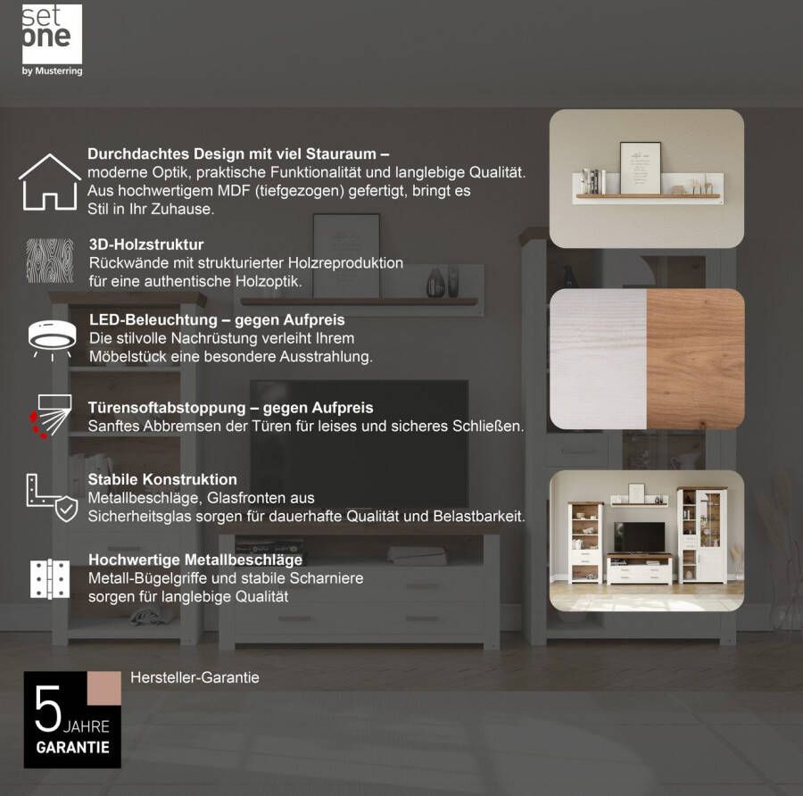 set one by Musterring Wandplank York in drie maten en kleuren verlichting optioneel 1 legplank