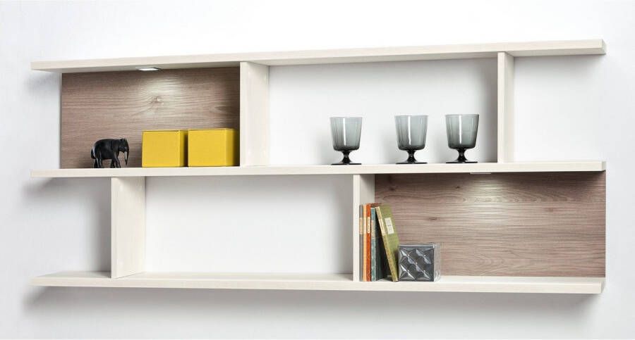 set one by Musterring Wandplank York Type 43 met 3 planken 3 kleuren verlichting optioneel B 150 cm
