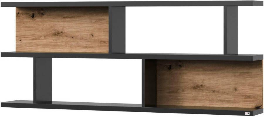 set one by Musterring Wandplank York Type 43 met 3 planken 3 kleuren verlichting optioneel B 150 cm