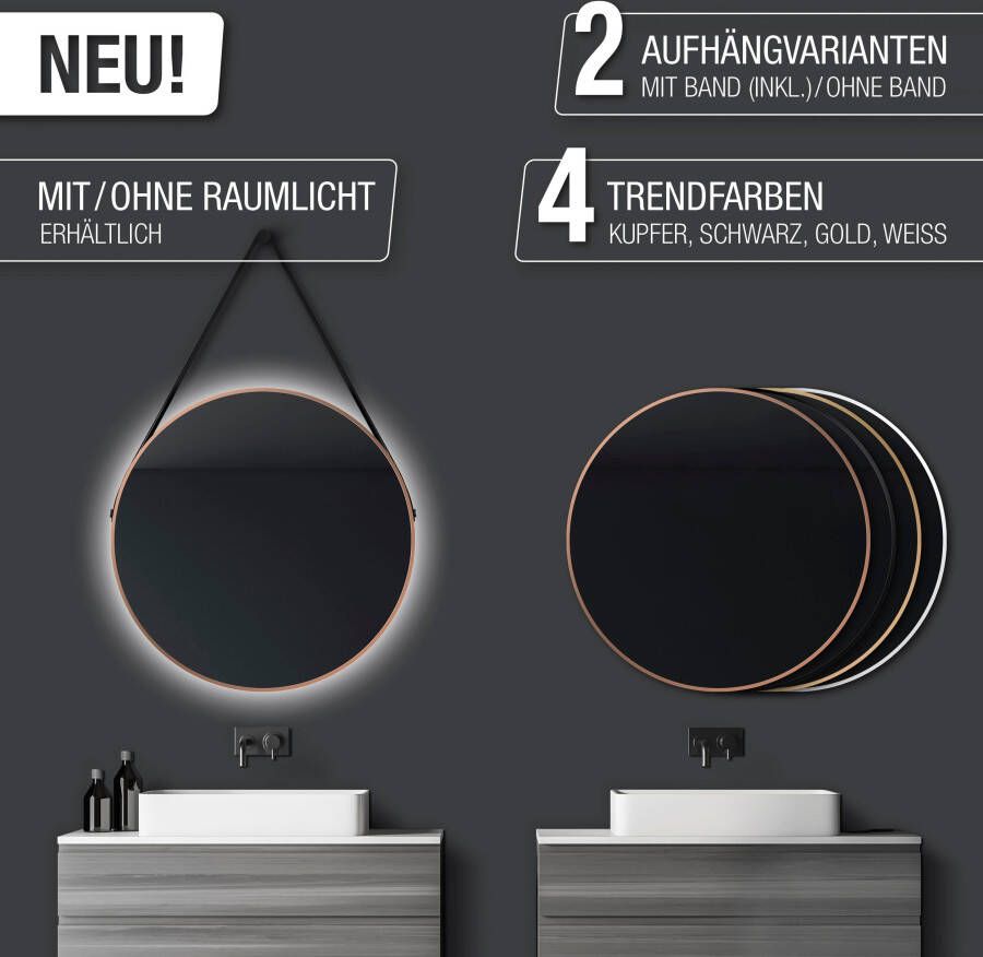 Talos Wandspiegel decoratieve ronde spiegel met aluminiumframe ø 80 cm