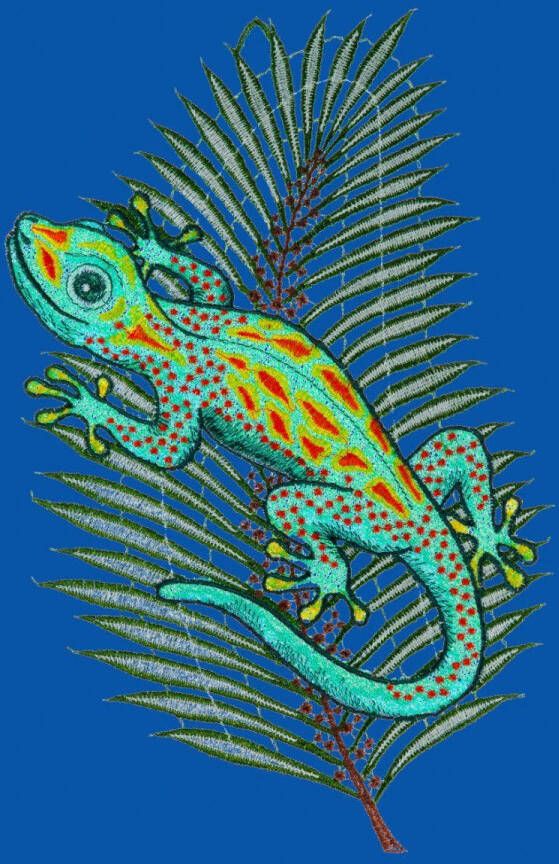 W. Reuter & Sohn Plauener Spitze Raamdecoratie "gekko" in kleur