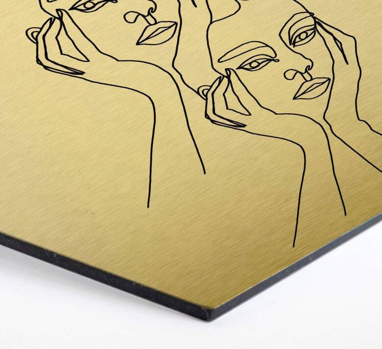 Wall-Art Metalen artprint Linework wanddecoratie goud abstract (1 stuk)