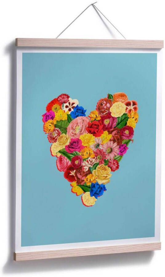Wall-Art Poster Bloemen hart Poster zonder lijst (1 stuk)