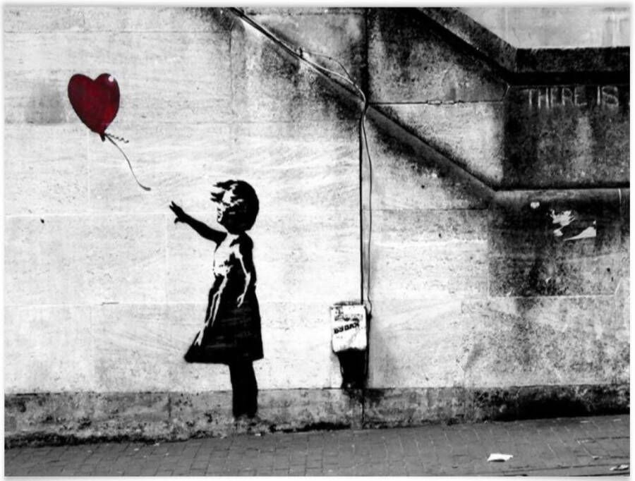 Wall-Art Poster Graffiti afbeelding Girl with balloon (1 stuk)