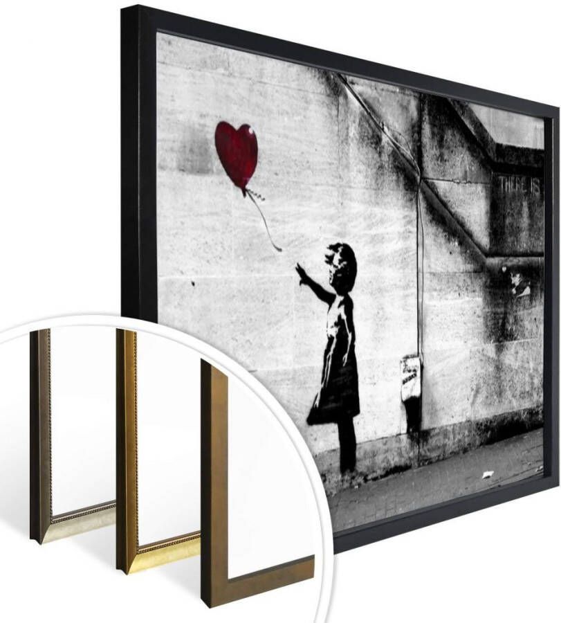 Wall-Art Poster Graffiti afbeelding Girl with balloon (1 stuk)