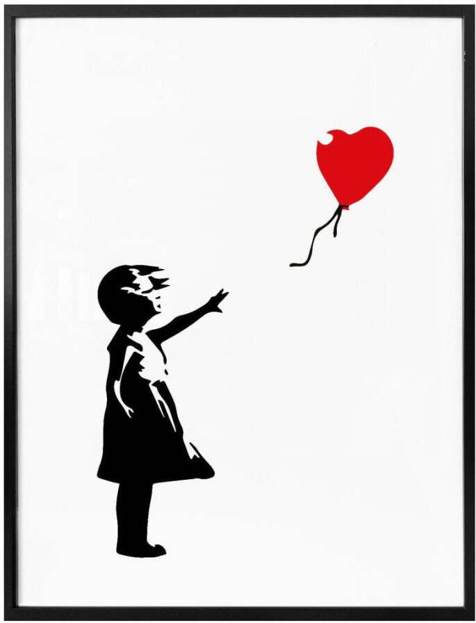 Wall-Art Poster Graffiti afbeelding Girl with the red balloon (1 stuk)
