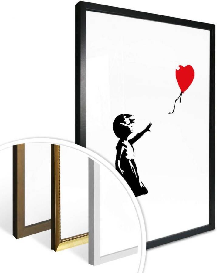 Wall-Art Poster Graffiti afbeelding Girl with the red balloon (1 stuk)