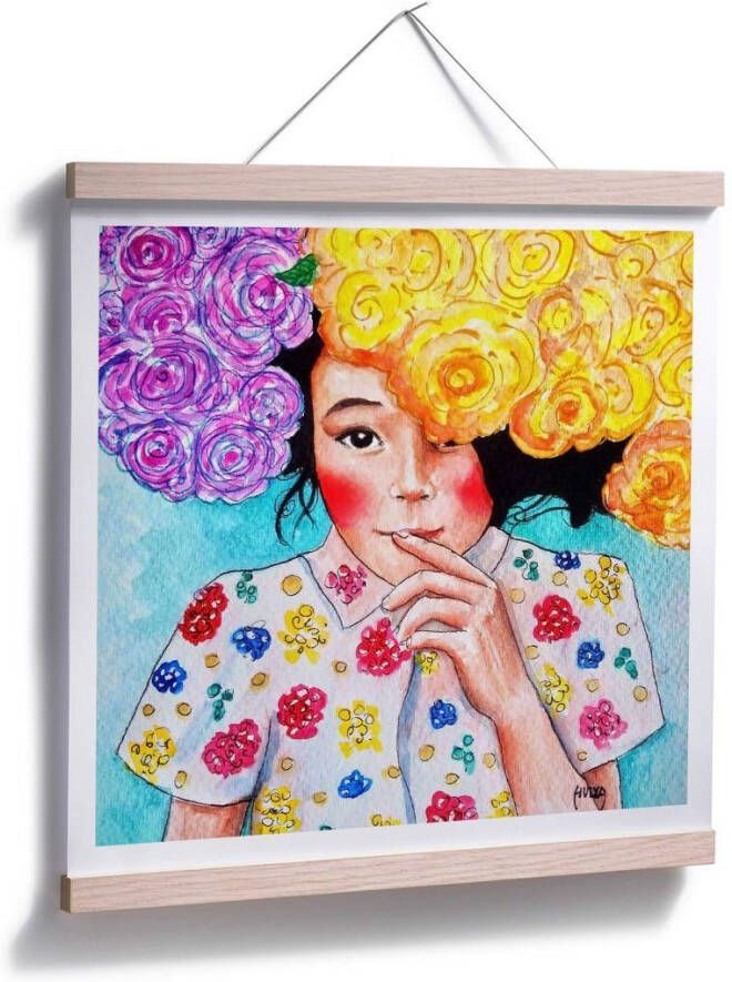 Wall-Art Poster Hülya rozen bloemen meisje (1 stuk)