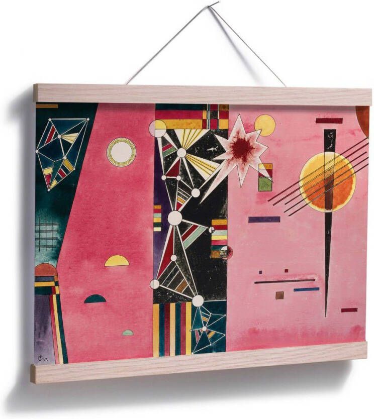 Wall-Art Poster Kandinsky abstracte kunst roze rood (1 stuk)