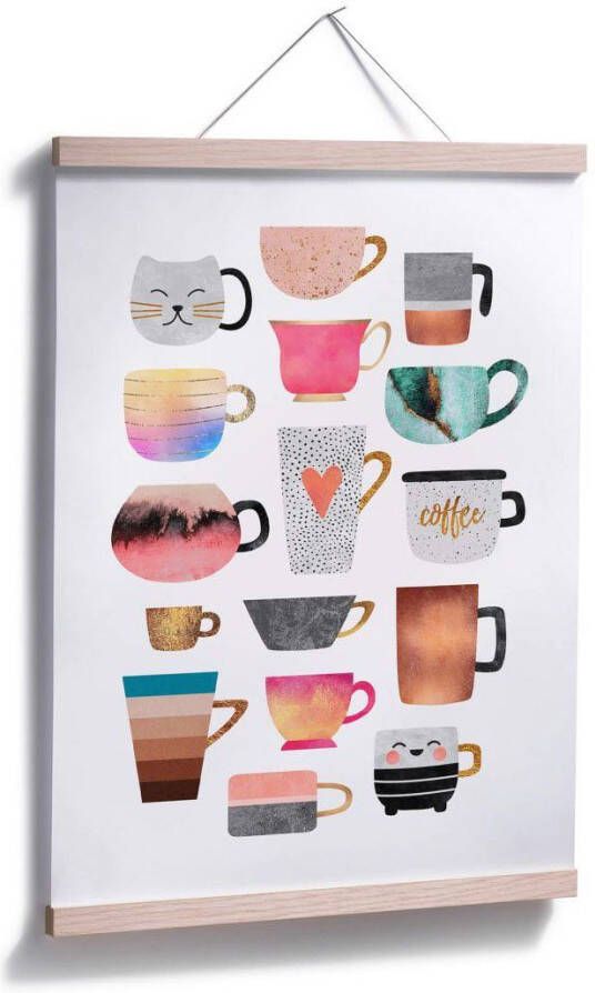 Wall-Art Poster Koffiekopjes multicolour (1 stuk)