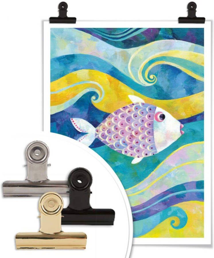 Wall-Art Poster Sprookje artprints de kleine vis (1 stuk)