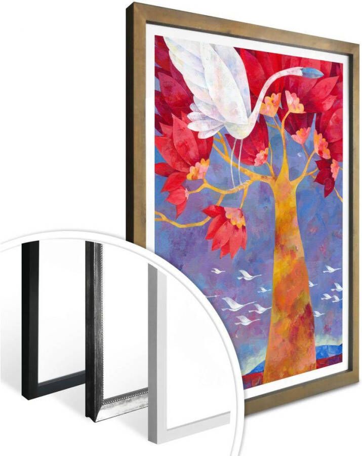 Wall-Art Poster Sprookjes-artprint bloemenweide 60x80 cm Sprookjes-artprint op reis (1 stuk)