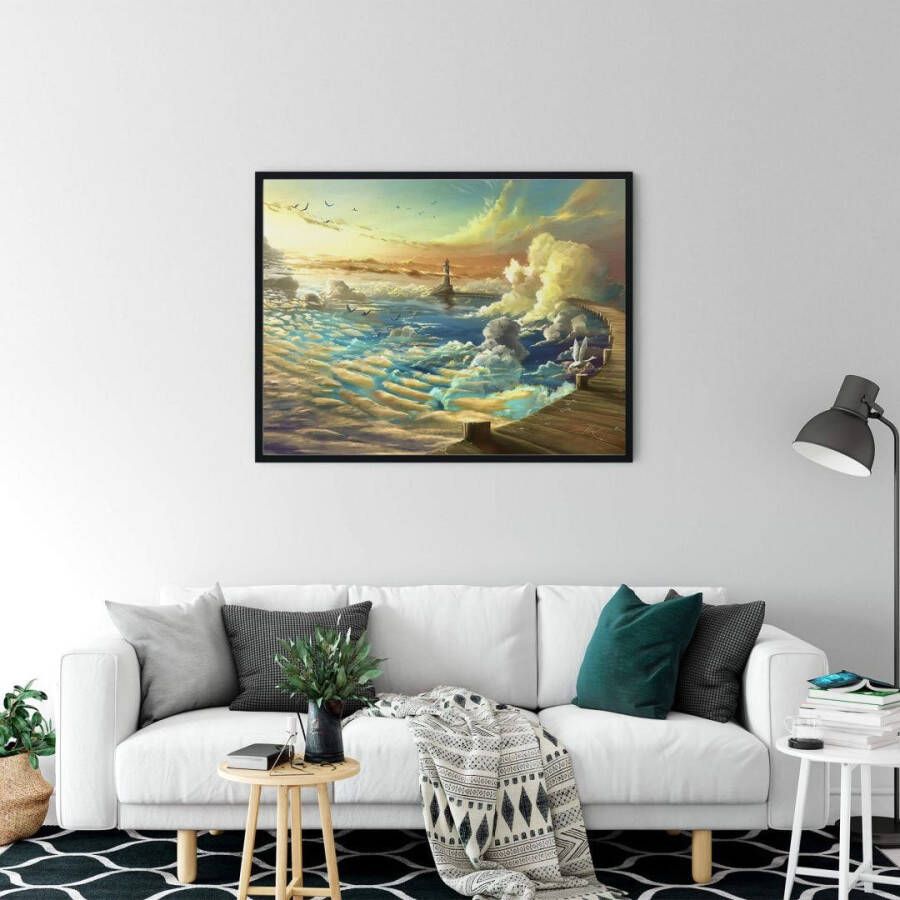 Wall-Art Poster Surrealisme beeld de tijd loopt weg 60x60cm surrealisme beeld oever van de hemel (1 stuk)