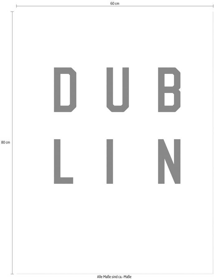 Wall-Art Poster Typografie Dublin Poster zonder lijst