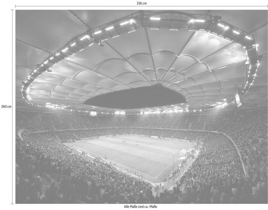 Wall-Art Vliesbehang Hamburger SV in het stadion 's nachts