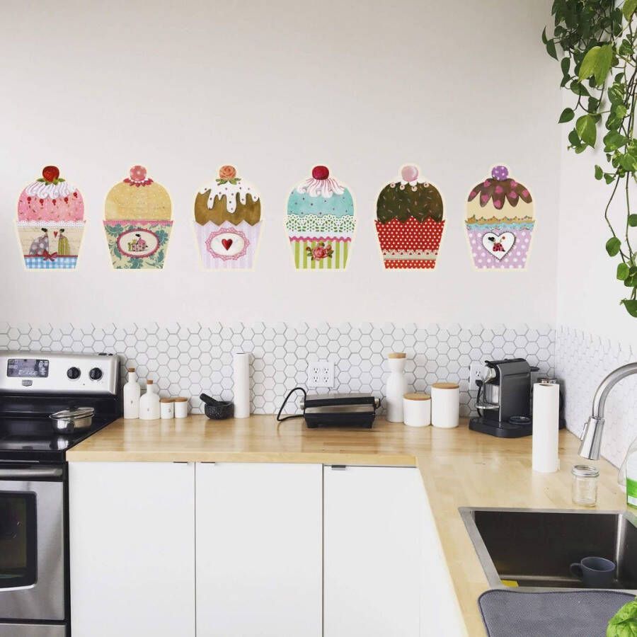 Wall-Art Wandfolie Betoverende sprookjes muffins multicolour (1 stuk)
