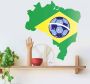 Wall-Art Wandfolie Brazilië kaart met voetbal (1 stuk) - Thumbnail 2