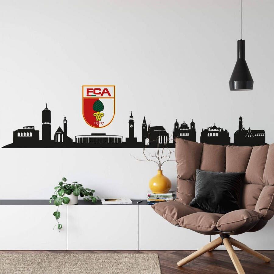Wall-Art Wandfolie FC Augsburg skyline met logo (1 stuk)